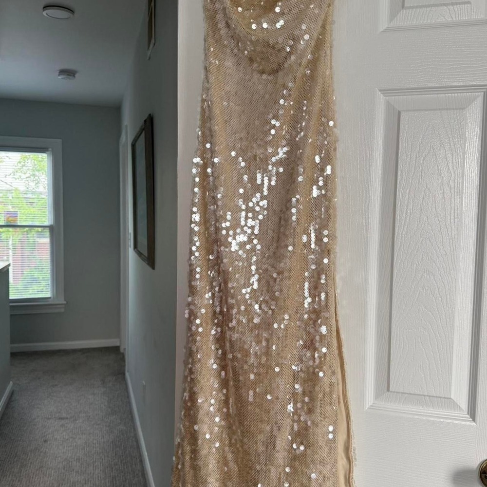 White/Champagne Sequin Strapless Bridal Tube Bodycon Dress